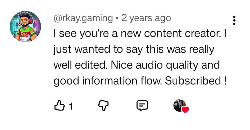 A comment about being a new creator